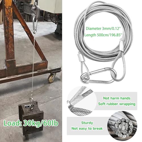 Mad Owl Safety Rope Fixing Device, Stage Light Safety Cable,Transparent Rope Head Truss Accessories Clamp Hook, 0.12 inches Diameter, 196.85 inches Length, (Pack of 1 White) - size: 1P 3mm/0.118"-500cm/196.85"
