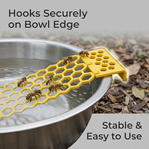 Bee Watering Station Ladder, 2 Pack Floating Bee Ladder for Water Bowl, Plastic Bee Water Feeder with Hex Landing Grid for Bees, Butterflies & Pollinators, Garden Bird Bath Accessories (Yellow*2pcs) - color: Yellow*2pcs