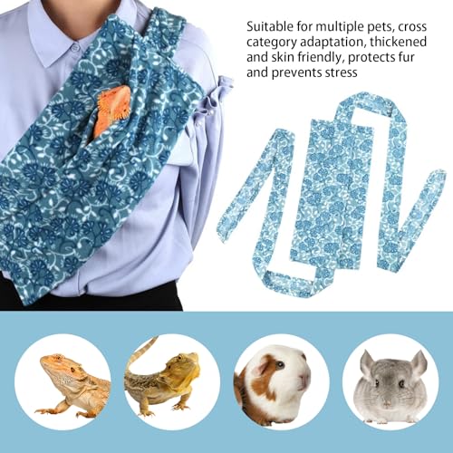Guinea Pig Carrier Sling and Backpack 2-in-1,Bearded Dragon Sling Carrier | Guinea Pig Sling Bag Adjustable Reptile Carrier Bag for Guinea Pig Hamster Gecko Ferret, for Safe Pet Travel (Blue)