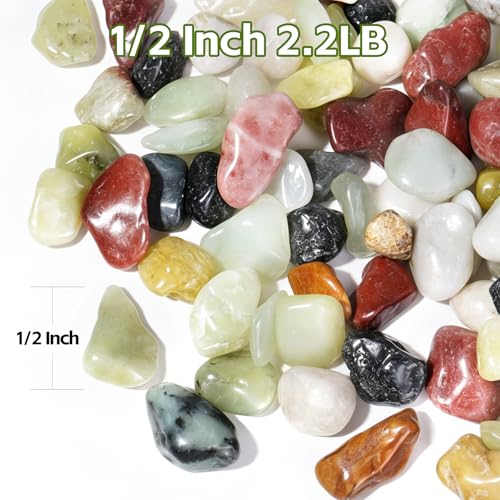 2.2 lbs Succulent Rocks,1/2 Inch Pebbles for Plants,Pebbles for Indoor Plants,Suitable for Vases, Cactus Potted Plants, Fish Tanks,Fountain - color: Mixed Color, size: 1/2 Inch 2.2 LB
