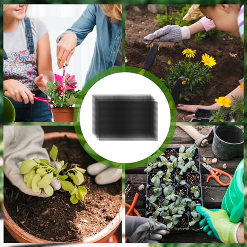 30pcs Bonsai Mesh Screen, Terrarium Mesh, 11.8 X 7.8 in Flower Pot Hole Mesh Pad, Substrate Barrier,Plant Drainage Meshs Hole Screens Gasket Keep Soil from Flowing Away (Black)