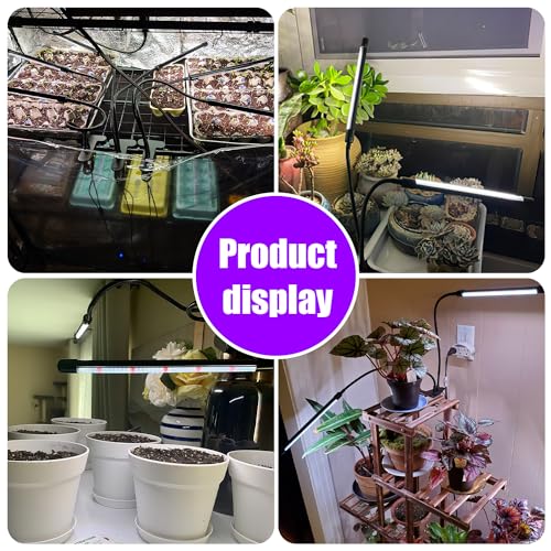 Grow Lights Upgrade 168 LEDs Clip Plant Lights for Indoor Plants, Full Spectrum White+ Red LED Plant Growing Lamps with Flexible Gooseneck, 3/9/12H Timer, 3 Spectral Modes, 10 Dimmable Levels 2 Pack - size: 2 Head 2 Pack