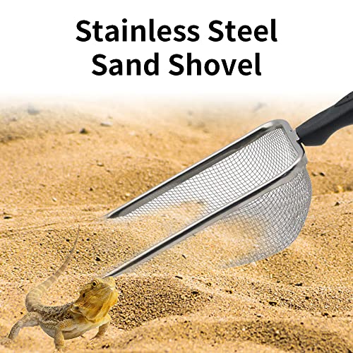 Reptile Sand Shovel Stainless Steel Fine Mesh Sand Substrate Scoop for Litter Cleaner Scooper for Sand Bedding