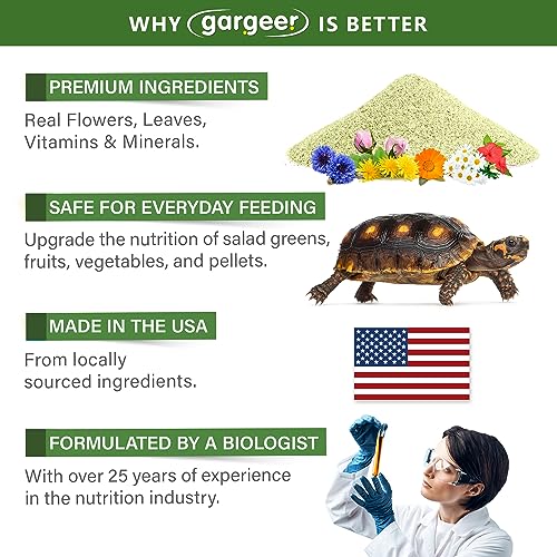 Gargeer 2oz Forest Tortoise Salad Topper. Enhanced Appetite, USA Made | Black soldier fly larvae, dried fig & floral topper! Boosts forest tortoise appetite with protein, fiber & vitamins - size: 2 Ounce (Pack of 1)