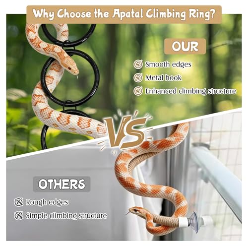 Snake Climbing Rings Ball Python Climbing Toys Corn Snake Enrichment Toy Reptile Tank Decor Accessories for Garter Snakes Gecko Lizard Iguana Chameleon (8 Rings) - size: 8 laps