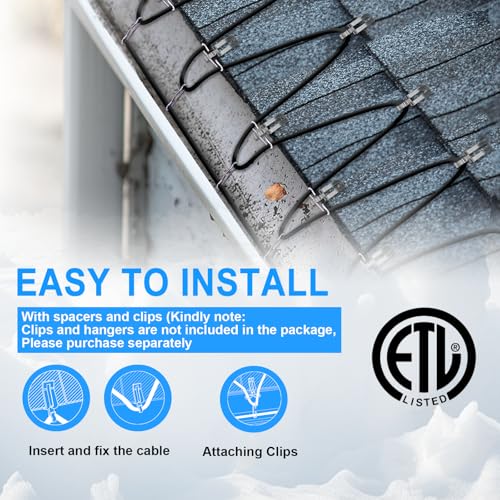 75FT Self-Regulating Heating Cable, 120V Corrosion Resistant | Fluoropolymer Heat Cable for Sewage Pipes, Wastewater Systems and Sump Pumps, Provides Freeze Protection in Cold Weather - style: 75FT