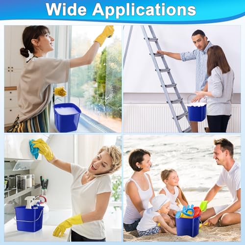 Zhehao 6 Pcs 3 Quart Bucket for Cleaning Small Sanitizer Bucket for Restaurant Square Plastic Pail with Handles for Home, Offices, Commercial Use, Food Service(Dark Blue) - color: Dark Blue