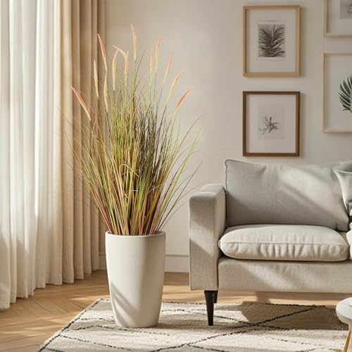 KOL 3ft 2-Pack Artificial Cattail Reed Grass, 35in Indoor Fake Onion Grass | Home Office Wedding Decorative Artificial Plants in Pot Faux Floor Plant Greenery, Outdoor Décor, Pink - size: 3FT