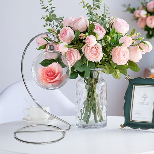 Sliver Ornament Display Stand,Iron Hanging Stand Rack Holder for Hanging Glass Globe Air Plant Terrarium,Christmas Ornament and Home Office Party Decoration (Sliver) - color: Sliver, size: 6.5"x3.35"
