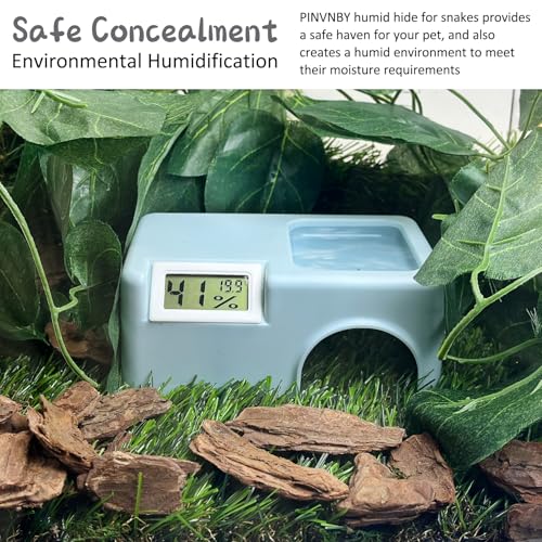 PINVNBY Plastic Snake Hide Reptile Hide Cave Easy to Clean Habitat Decor Leopard Gecko Hideout Suitable for Small Size Crested Gecko Lizard Frogs Newts(Blue) - color: Blue