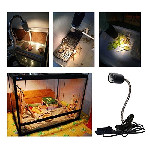 UVA UVB Light Bulb Reptile Ceramic Heat Lamp Pet Heating Bulb Holder Clamp Lamp Fixture Heating Light Lamp For Reptiles,Aquarium Reptile Light Adjustable Habitat Lighting Stand,110V-130V(Black)