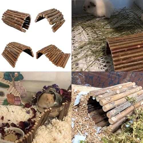 kathson 4PCS Hamster Wooden Bridge Toys,11.02" L x 6.09" W Large Climbing Toy,Rat Ladder,Small Animal Chew Toys,Wood Hideout Tunnel for Chinchillas Guinea Pig Gerbils Ferret Syrian Hamster Squirrel - color: 4pcs