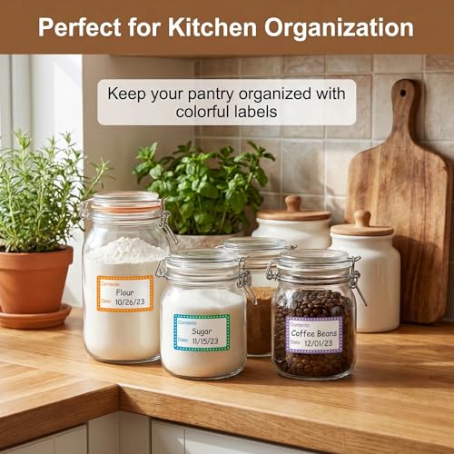 200Pcs/Roll 1x1.5in Date 8-Color Freezer Labels, Writable Stickers | 200Pcs/Roll 1x1.5in labels; removable writable adhesive for jars, containers, meal prep, pantry storage, and freezer use. - color: 200pcs-polka-dot Border Pre-printed