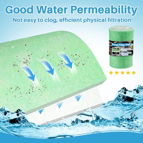 MAQIHAN 2PCS Pond Filter Media - 47.2Inch Aquarium Filter Media, Koi Pond Filter, Filter Sponge, Filter Floss for Fish Tank, Aquarium, Outdoor Ponds,Garden,Swimming Pool (Green & White)
