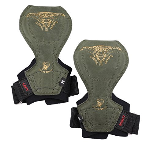 Cobra Grips Flex Model Weight Lifting Gloves Heavy Duty Straps Alternative Power Lifting Hooks for Deadlifts with Padded Wrist Wrap Support Bodybuilding - color: Green Leather, size: Small