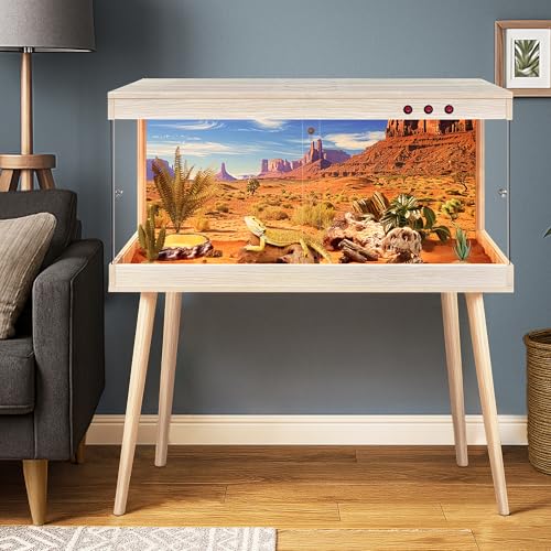 Royxen Bearded Dragon Tank,65 Gallon Reptile Tank with Leg Stand,Built-in Lighting Reptile Enclosure,Tempered Glass Bearded Dragon Encloure for Chameleon(Oak,40"x 20"x 20") - color: Oak, size: 65 Gallons,40"x20"x20"