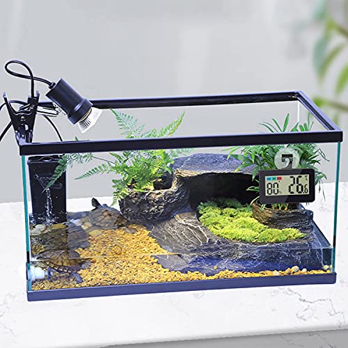 Reptile Thermometer Hygrometer Digital Gauge with Hook & Suction Cup, Accurate Temperature and Humidity Monitor for Reptile Terrarium, Bearded Dragon Tank, Snake Lizard Gecko Habitat (Black) - color: Black