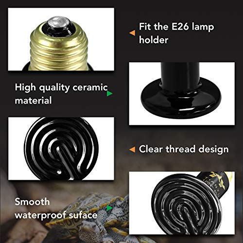 Simple Deluxe 40W Reptile Heat Lamp Bulb No Light Ceramic Heat Emitter Brooder Coop Heater - size: 40 Watts, style: 1 Pack