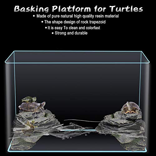 PINVNBY Basking Platform for Turtles Tortoise Dock Resin Resting Rock Reptile Habitat Climbing Ornament Floating Ledge Aquarium Decoration with 2 Pcs Suction Cups for Frogs, Newts,Lizard(3 Pcs) - color: 【Bronze】, size: 【L:7.1”Lx6.3”Wx2.7”H】