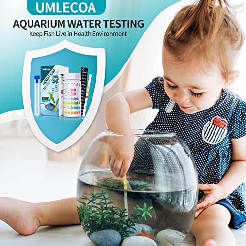Umlecoa 7 in 1 Aquarium Test Kit for Freshwater and Saltwater - 125 Aquarium Test Strips with Test Tube & Thermometer - Fast & Accurate Water Testing Strips for Aquarium/Pond/Pool - size: 7 IN 1