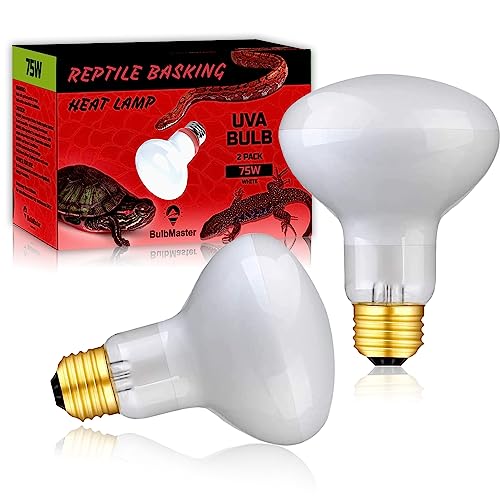 75 Watts UVA Reptile Heat Lamp Bulbs Basking Light for Reptiles and Amphibian, Basking Light for Bearded Dragon, UVA Reptile Light Bulb E26 Base 2 Pack - style: 75WR25-WHITE-2PK