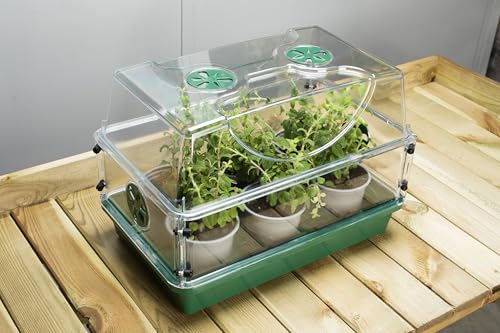 Medium Seed and Herb Domed Propagator with Vented Side Height Extension and Security Clip Set,Green - size: Medium with 1 Height Extender and Clips