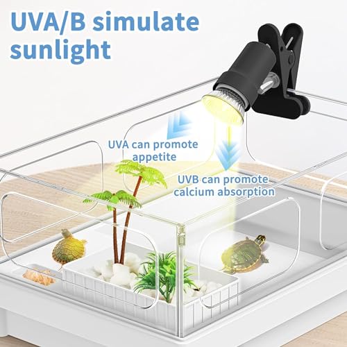 Moonorange Reptile Heat Lamp, Rotatable Timing & Dimming UVA/UVB Light with 2pcs Basking Bulbs (25W + 35W), Suitable for Turtle, Lizard, Bearded Dragon, Snake, Reptiles (Black) - color: B Lamp Kit (Black)