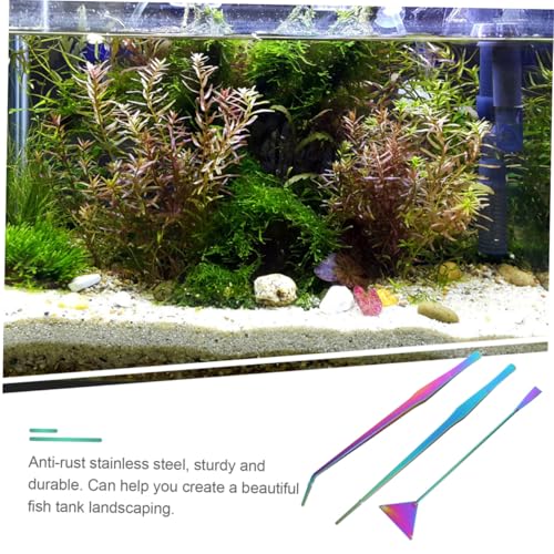 Abaodam 3Pcs Aquarium Cleaning Tools Set Rustproof Stainless Steel Tweezers Spatula Kit for Fish Tank Plant Maintenance Safe for Aquascaping Water Plants