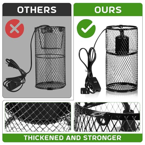 1 Pcs Reptile Heat Lamp Guard with 150W Ceramic Heat Emitter Basking Anti Scald Heating Lamp Holder Mesh Cage Reptile Protection Lampshades for Lizard Snake Chick, Bulb Not Included (Black) - color: Black