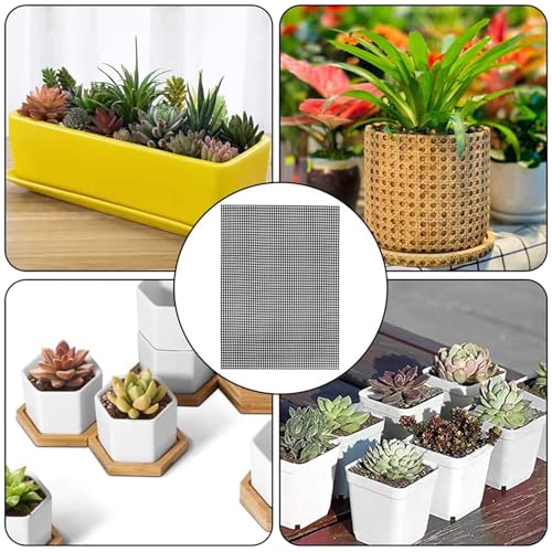 RLECS 5PCS Rectangular Flower Pot Drainage Mesh Pad 7.9x11.8inch Black Plastic Eye Mesh Suitable for Embroidery Canvas and Miniature Model Windows