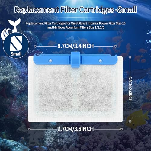 10 Pack Small Replacement Filters Cartridges withQuietFlow,Replacement Filter Cartridges with QuietFlow with More Activated Carbon,for Minibow Aquarium Filters Size 1/2.5/5 Gallon - size: Small-10 Pack