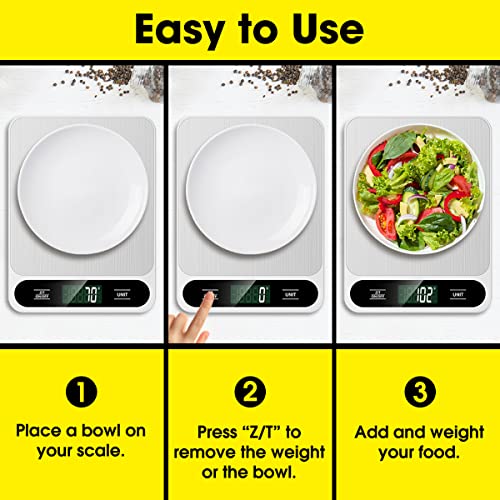 Mik-Nana Food Scale White, 22lb/10kg Digital Kitchen Scale Grams and oz for Baking Cooking and Weight Loss, 1g/0.04oz Precise Graduation, Easy Clean Stainless Steel - color: White