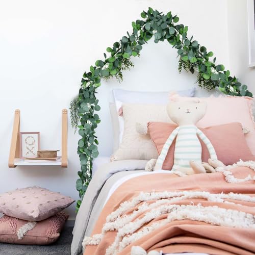 86 Feet 12 Strands Artificial Eucalyptus Leaf Plants Vine Hanging Eucalyptus Garland for Home Kitchen Office Wedding Wall Decor - size: 12pcs Eucalyptus Vine
