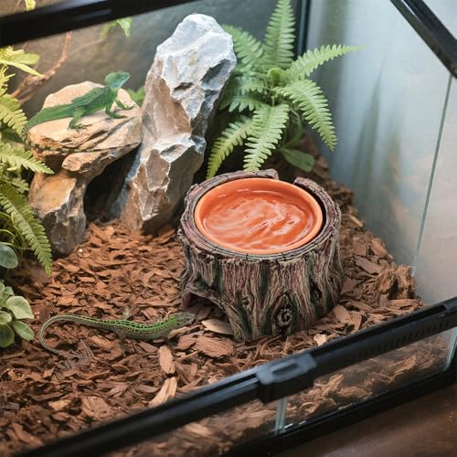 Reptile Hide Cave with Detachable Base, Humidity Dish | 3 in 1 Leopard Gecko Reptile Hideout for Shedding, Lizard Snake Hiding Place Terrarium Decor for Amphibians Snake Turtle