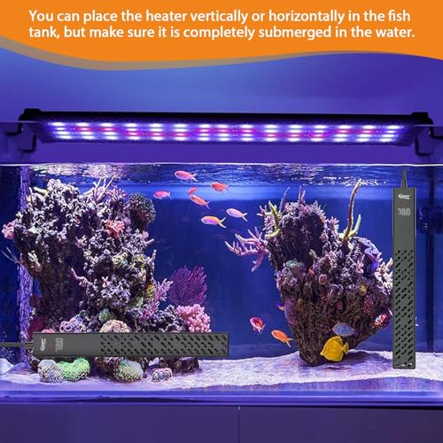 hygger Upgrade Ceramic Aquarium Heater, 100W Digital Fish Tank Heater with Automatic Power-Off and Over-Temperature Protection, Energy Saving Submersible Aquarium Heater for Freshwater and Saltwater - size: 100W