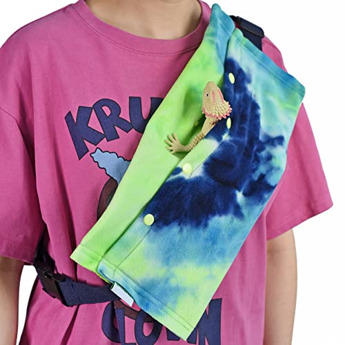 LIKZINWA Small Animal Sling Carrier, Bearded Dragon and Lizard Reptile Carrier With Adjustable Strap (Blue-Green) - color: Blue-Green