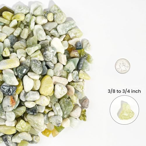 36 LBS River Rocks, StoneCreek, Decorative Garden Stones for Plant Landscaping, Polished Gravel Filler Pebbles for Home Decoration, Vases, Succulents, Flower Beds and Fish Tanks (Jade, Medium) - color: Jade, size: 36 LBS