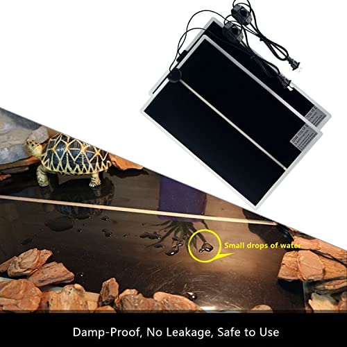 Reptile Heating Mat, 2PCS Reptile Heating Pad with Temperature Adjustment for Reptiles Tortoise Snakes Lizard Gecko Hermit Crab Amphibians - Removable Terrarium Heat Mats(20W,11x16.5 inches) - size: 2PCS,20W