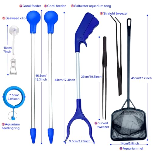 Coral Reef Grabber,Coral Feeder,Aquarium Veggie Feeder,Fish Tank Food Clip,Fish net(Reef Grabber and Coral Feeder Kits (Anti-Rust) - size: Reef grabber and coral feeder kits(ANTI-RUST)