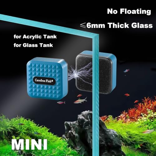 Carefree Fish Aquarium Mini Magnetic Cleaner for Acrylic Fish Tank Tiny Algae Scraper Not Floating - color: Blue(for Acrylic Tank), size: Mini