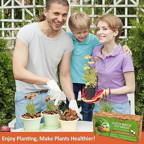 Riare 2 Pack Organic Coco Coir Chips for Plants, 2.2 lb Coconut Husk Bricks | Low EC & pH-Balanced Coco Husk Substrate with Drainage & Aeration, High-Expansion Mulch for Landscaping, Orchids & Soil Mix - size: 2 Pack