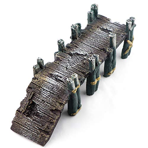 AQUA KT Aquarium Single-Plank Arch Bridge Drawbridge Rock for Cichlid Guppy Betta Glofish Fish Tank Landscape Decoration - color: Single Plank Bridge