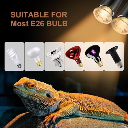 50W Uva Light Bulbs 2 Packs, Turtle Heat Lamp for Reptile | E26 Base Fit for Reptiles and Amphibian Tanks, Terrariums and Cages, Works with Various Lamp Fixtures