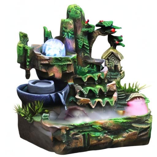 Waterfountain Indoors Tabletop Fountain Indoor Small Rockery Desktop Mountain Waterfall with Fog & LED for Home Office Atomizing Humidifier Small Waterfall Style 2 - color: Style 2