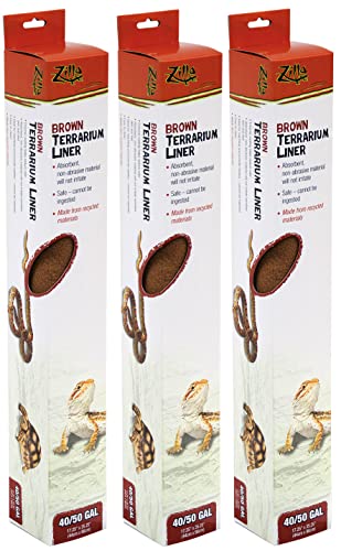 Zilla Brown Terrarium Liner 40 Breeder/50 Gallon Tanks - (17.25" L x 35.25" W) - Pack of 3