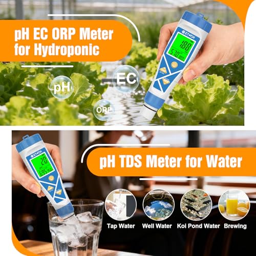 pH Chlorine Tester, 8 in 1 pH&Salt Meter Saltwater Pool Hydrogen | H2 Water Tester, Digital pH H2 Salinity ORP Chlorine EC TDS Temp Meter for Hydrogen Water Bottle, Hydroponic, Aquarium