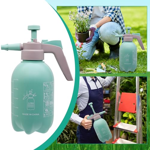68oz Garden Pump Sprayer, 2L Hand Pressure Sprayer Bottle with Safety Valve, 0.5 Gal Lawn Adjustable Sprayer for Plant Mister Spraying Weeds Home Cleaning Watering (Light Blue)
