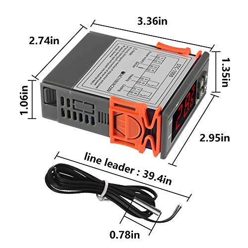 Dorhea STC-1000 Digital Temperature Controller AC 10A 220V Digital LED Temperature Controller Heating Cooling Centigrade Thermostat 2 Relays Output with NTC Sensor Probe(220V) - color: 110V-220V