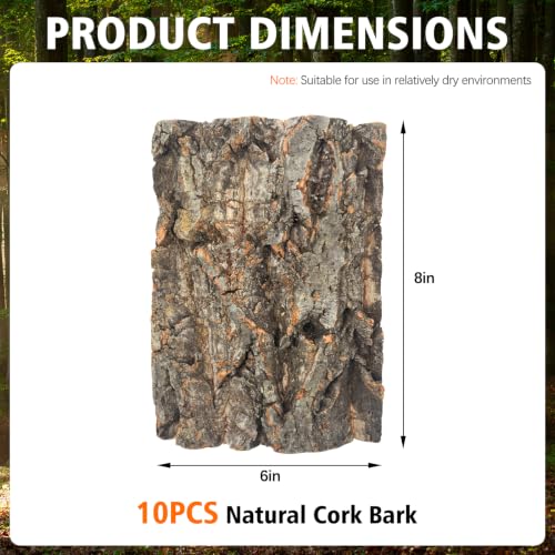 10 Pcs Natural Cork Bark, Reptile Cork Bark 5.9x7.9 Inches, Cork Bark Climbing Mat for Reptiles Turtle Dragon Lizard Geckos Bearded Geckos Frogs, Terrarium Background Habitat Decor - color: 5.9x7.9 Inches-10pcs