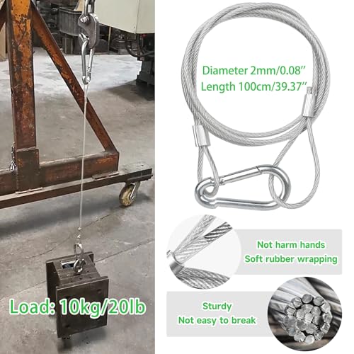 Mad Owl Safety Rope Fixing Device, Stage Light Safety Cable,Transparent Rope Head Truss Accessories Clamp Hook, 0.08 inches Diameter, 39.3 inches Length, (Pack of 6 White) - size: 6P 2mm/0.079"-100cm/39.37"
